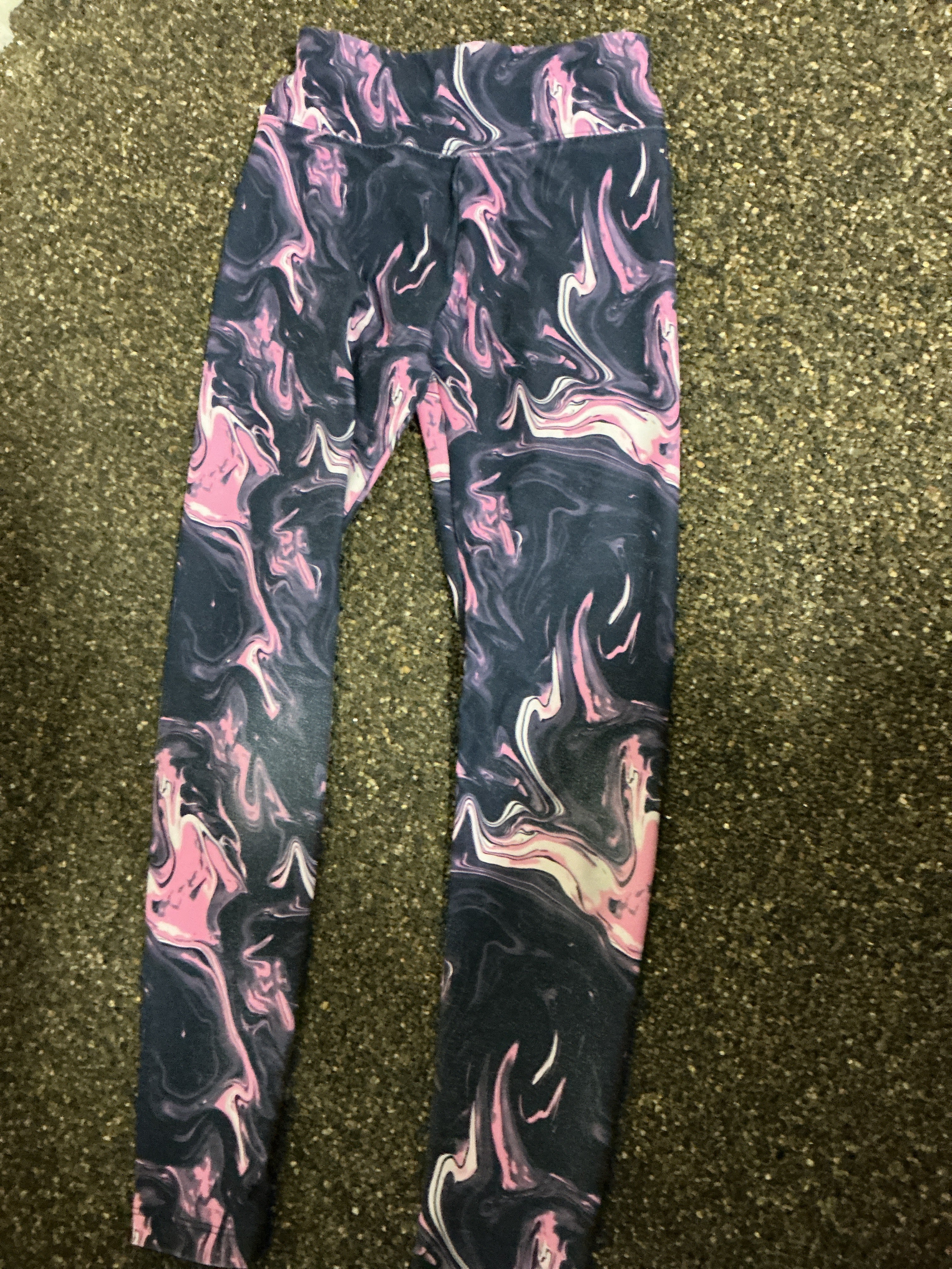 Athletics Works pink/black smudge leggings 10-12Y