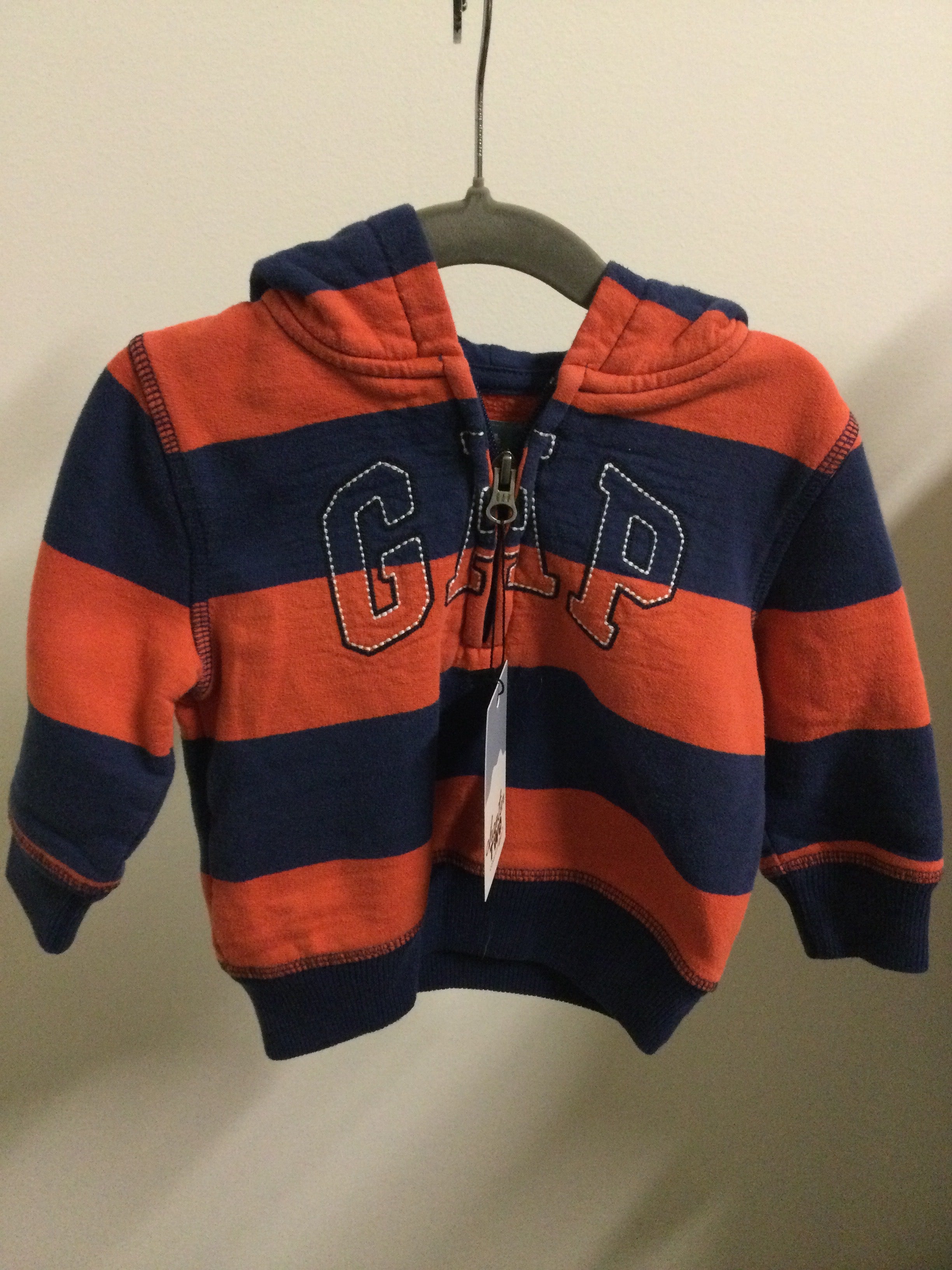 Gap orange/navy striped sweater 12-18M