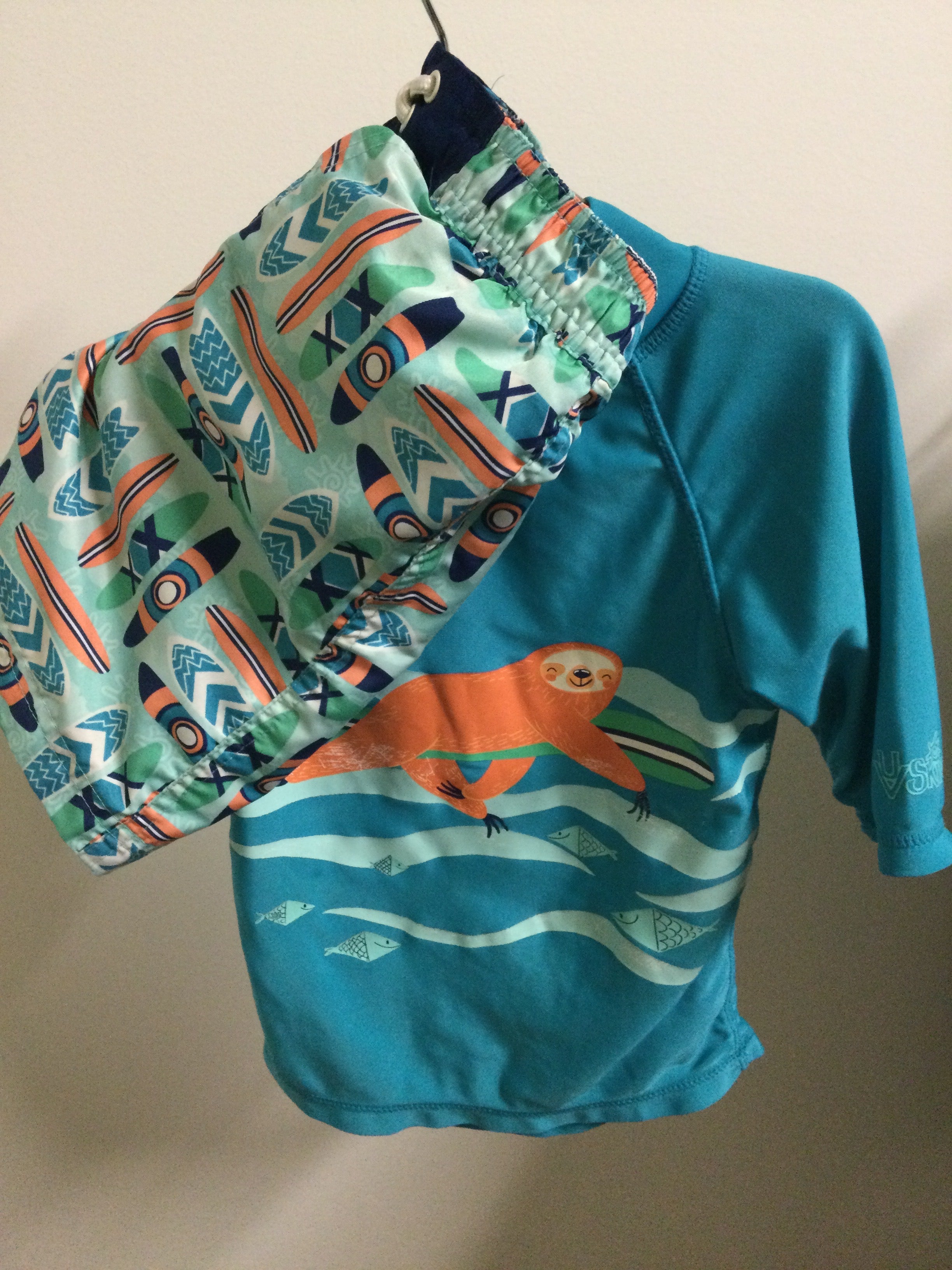 UV Skinz blue/peach swim 2-piece set 5Y