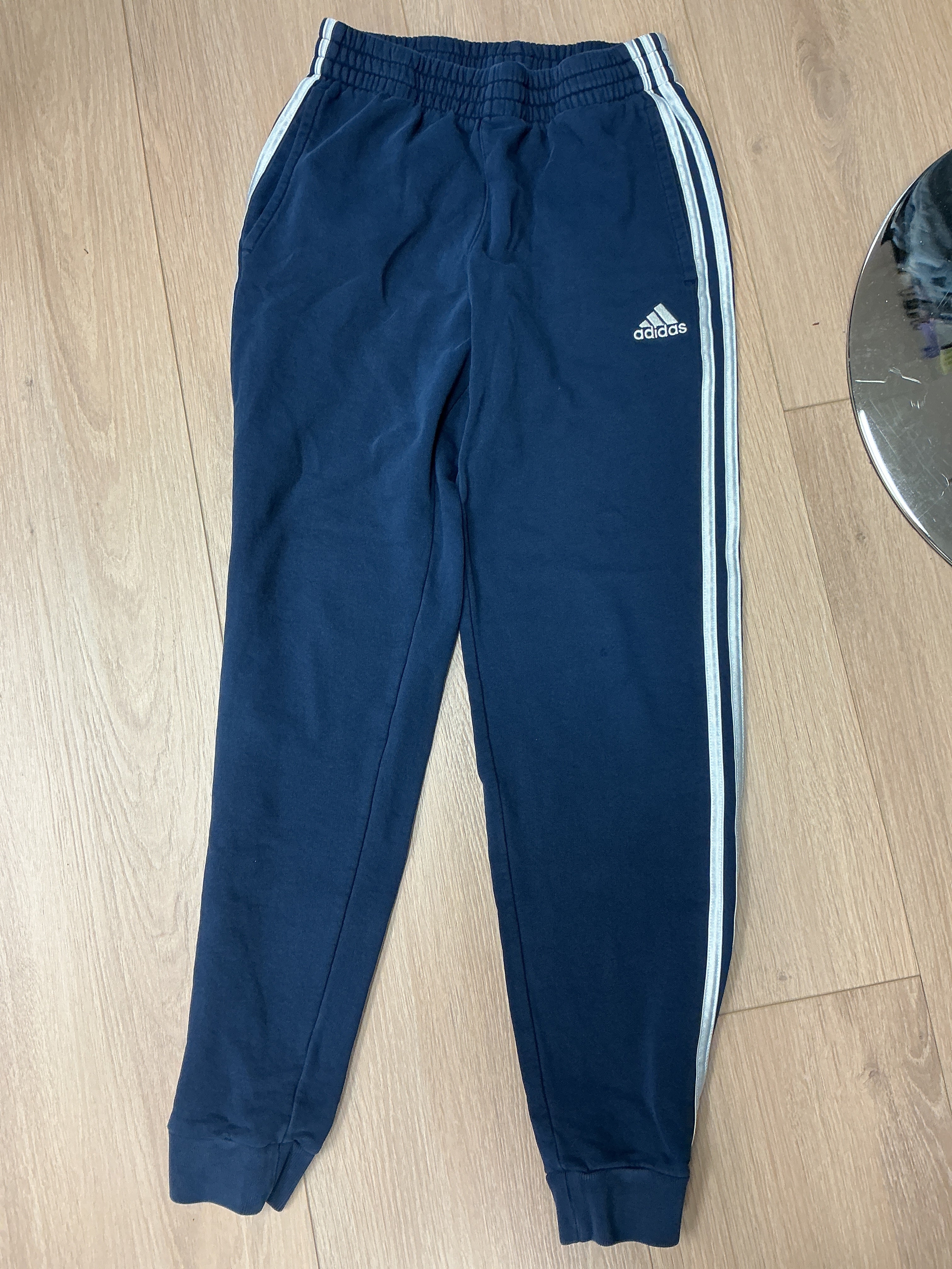 Adidas navy blue white stripes sweatpants L