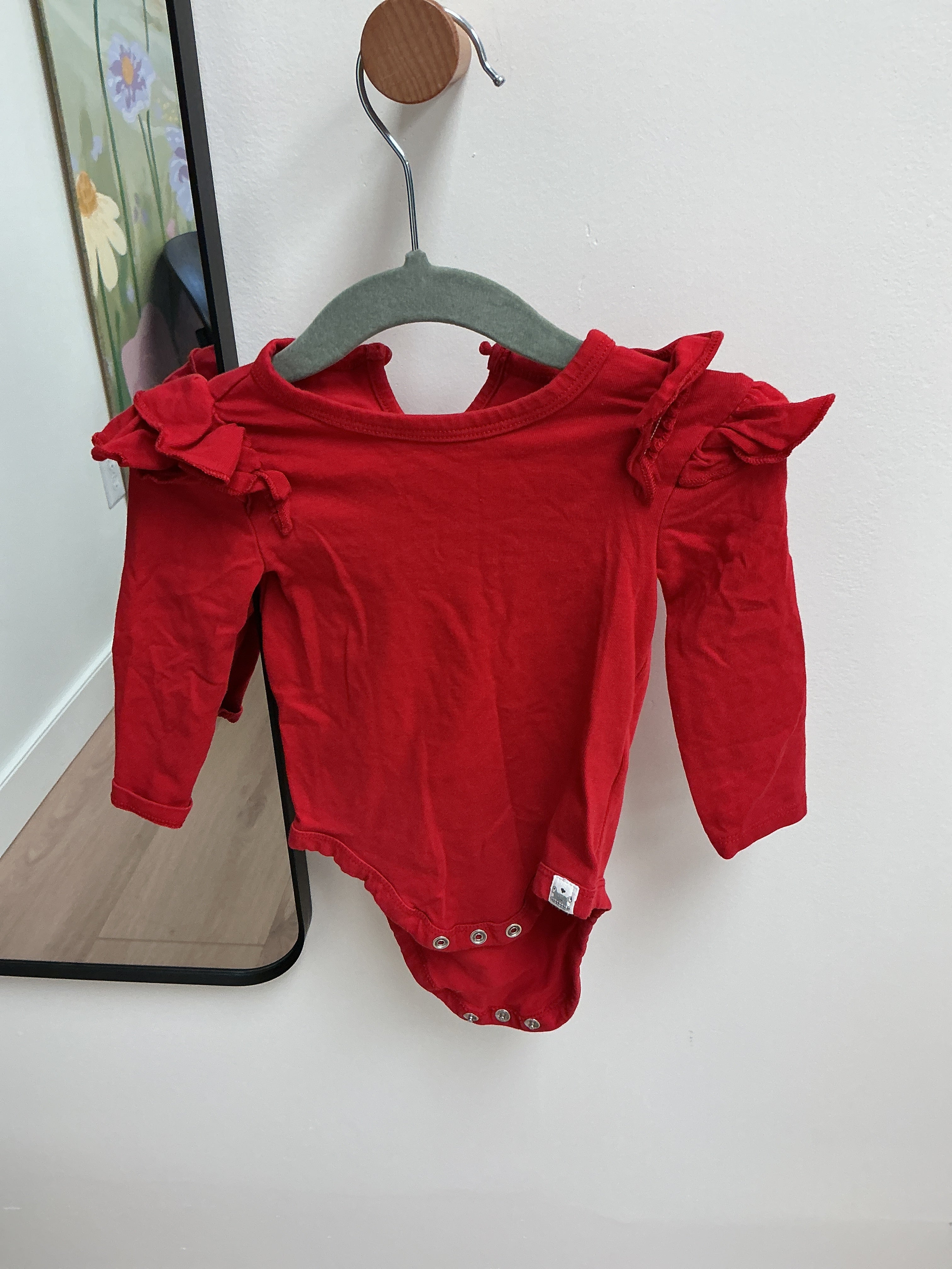 Rise Little earthlings red longsleeve bodysuit size 6-9M