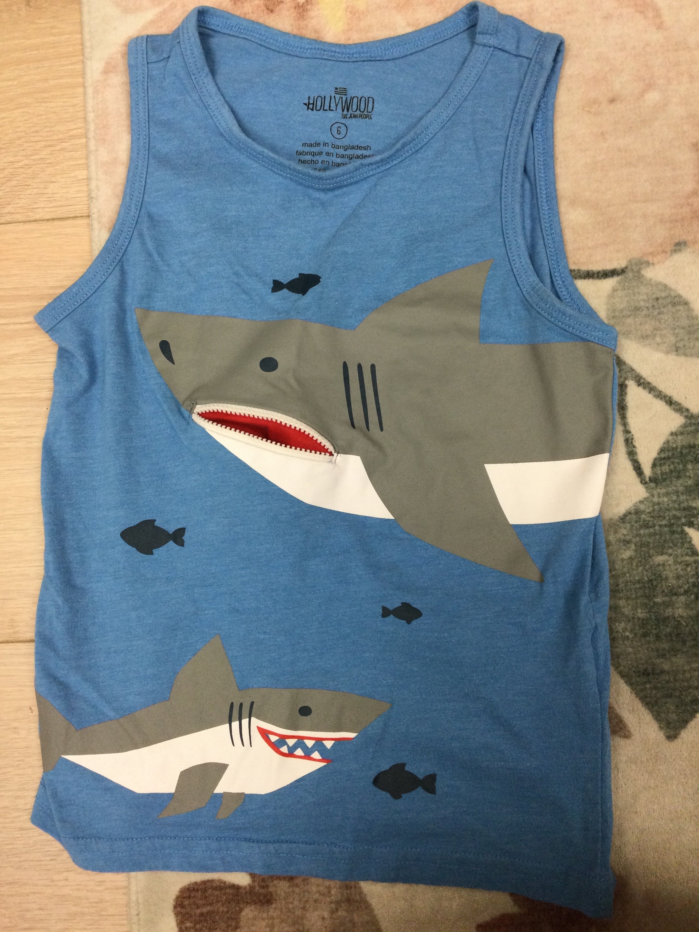 Hollywood The Jean People blue shark tank top 6Y