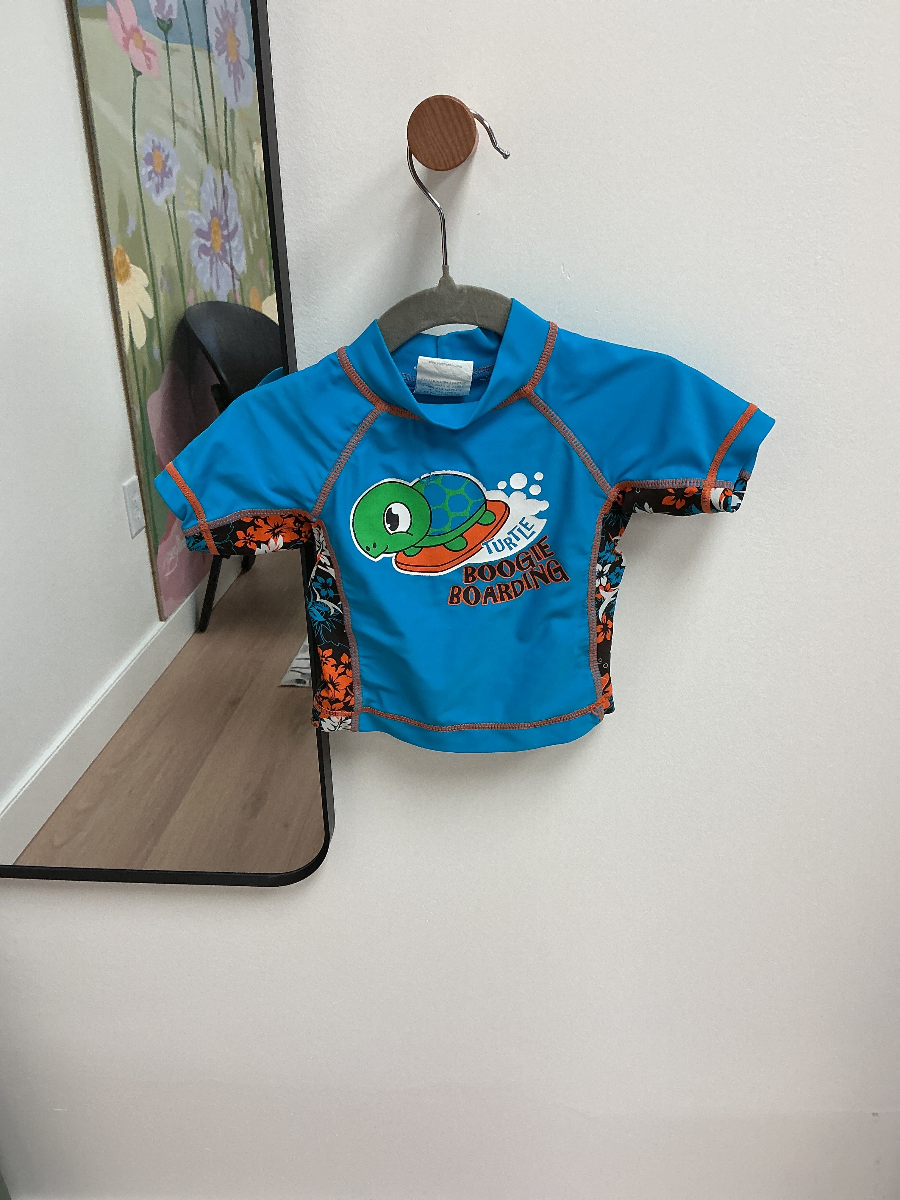Please Mum blue swim shirt 6/12M