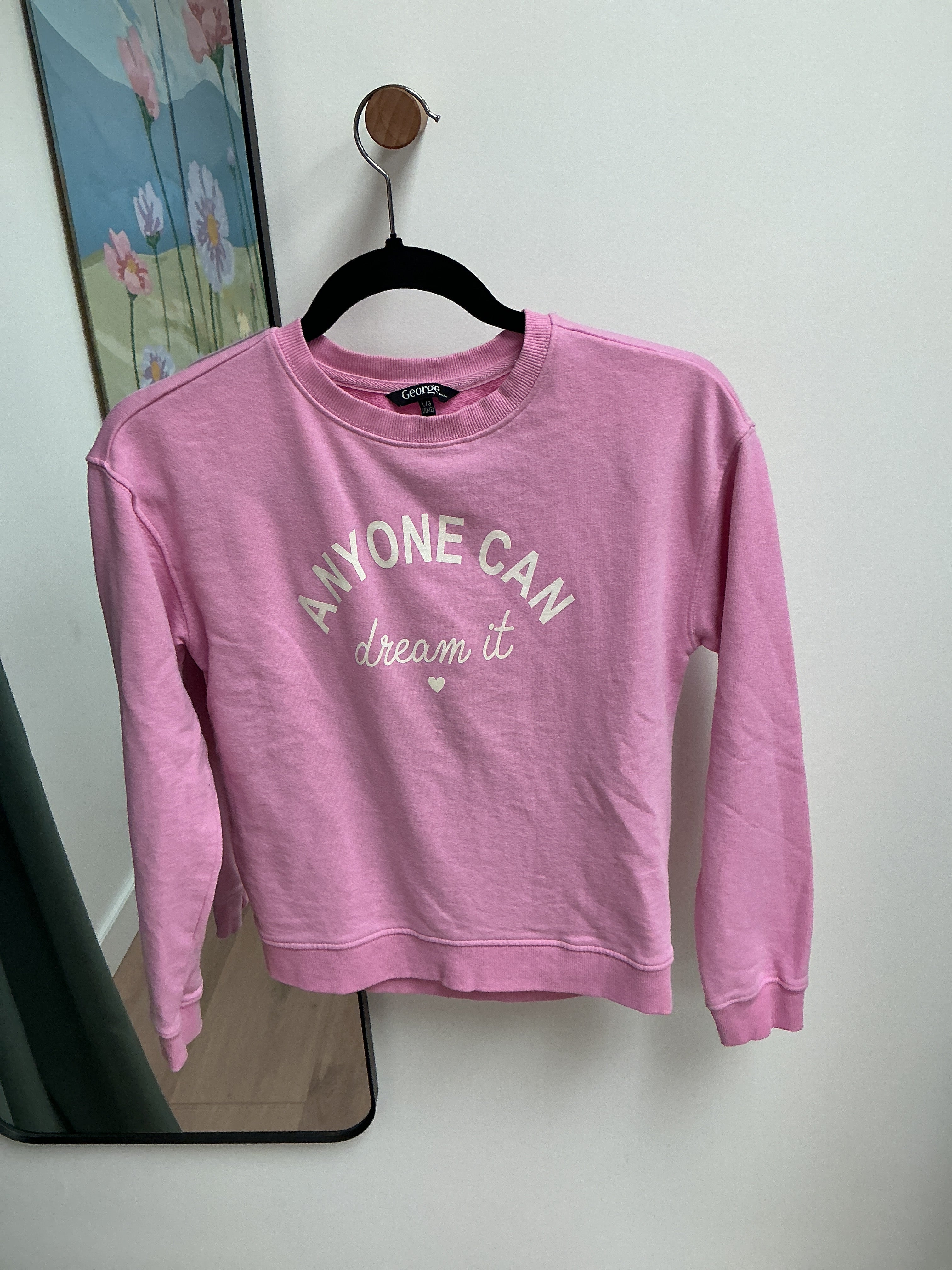 George anyone can dream it pink sweater size 10-12
