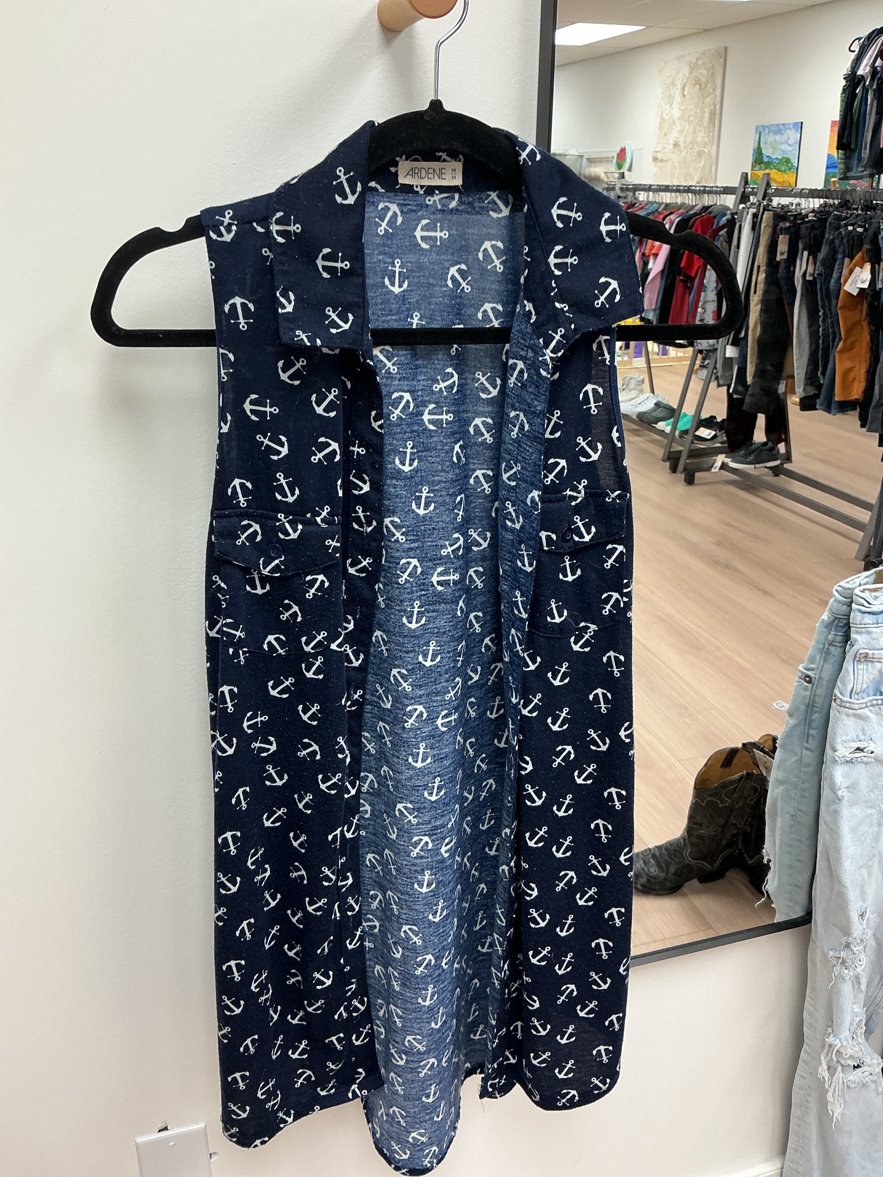 Ardene navy anchor long sleeveless M