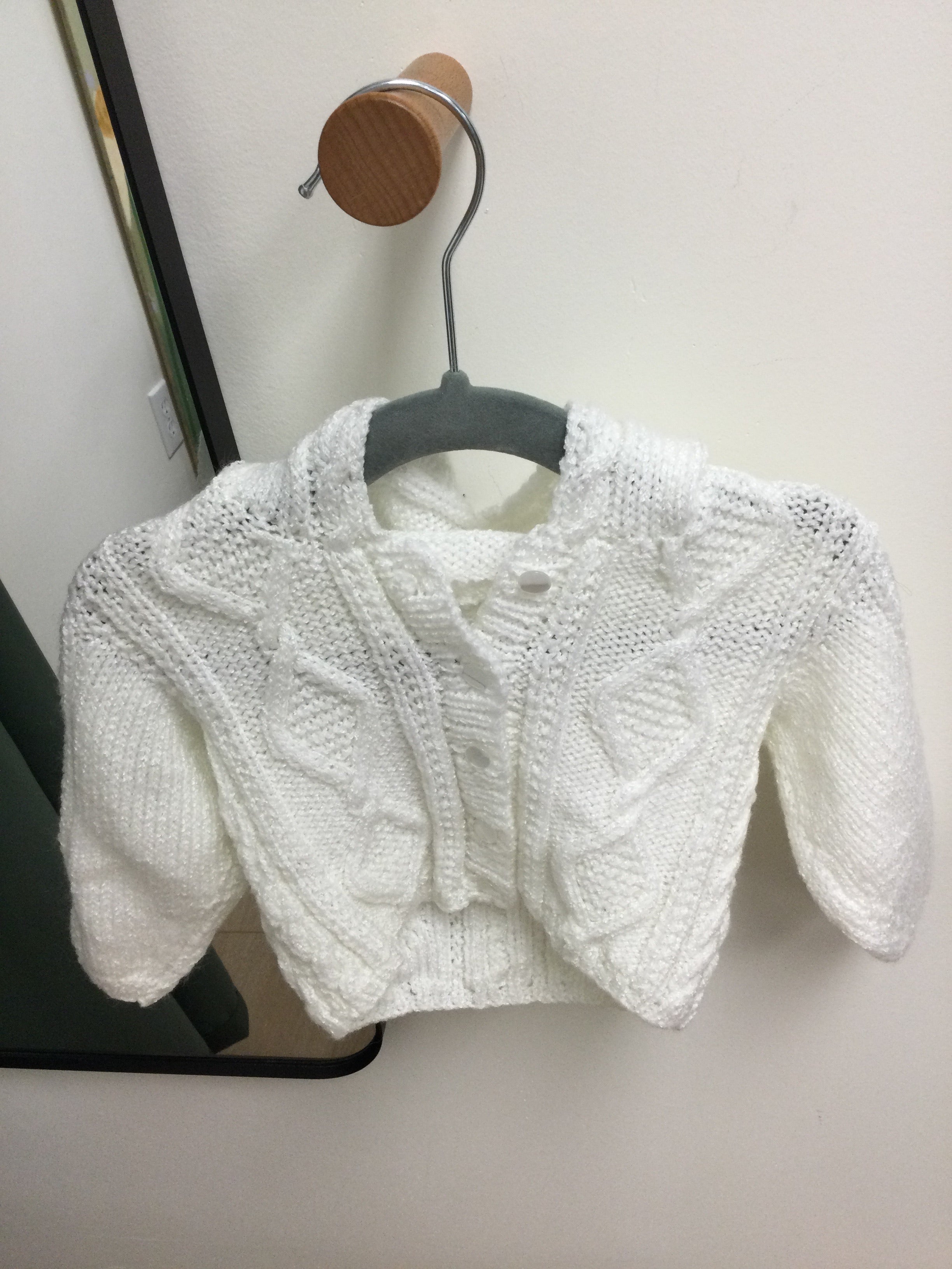 White knit button up hoodie  size 2T