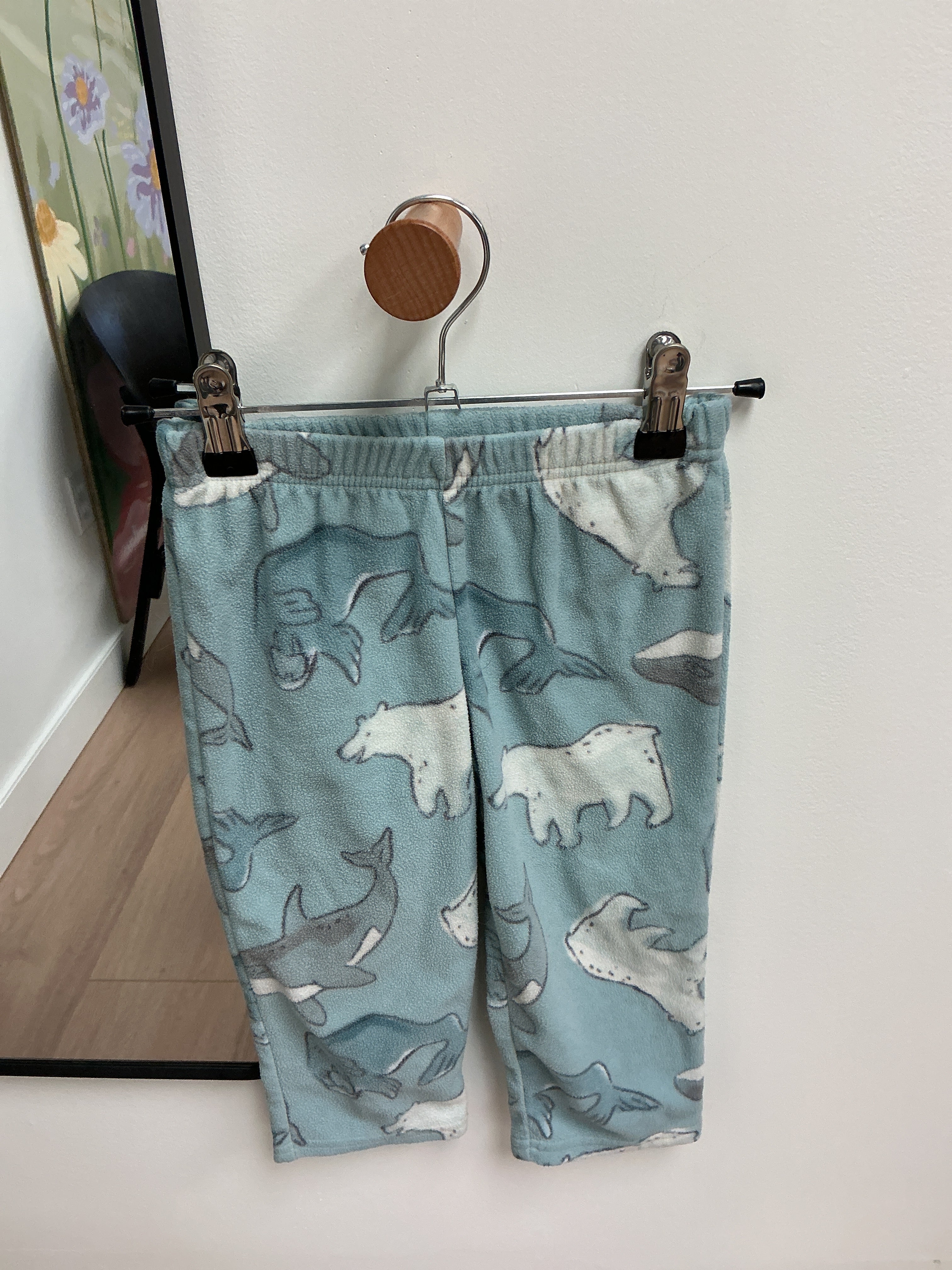 Carters blue fleece polar bear pajama pants size 3T