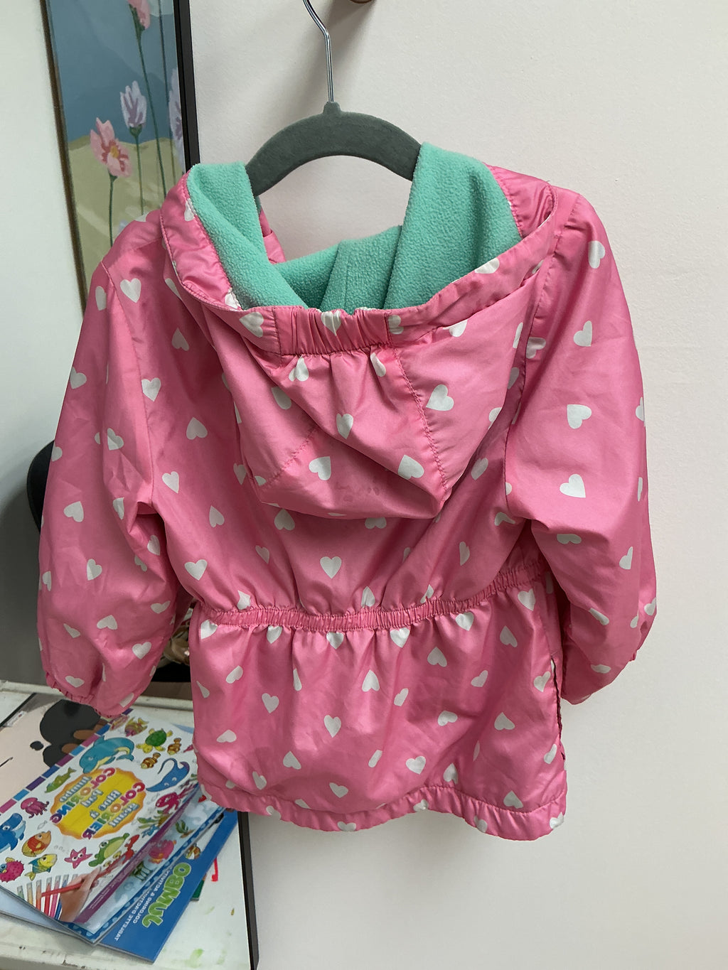 George raincoat pink hearts 3T