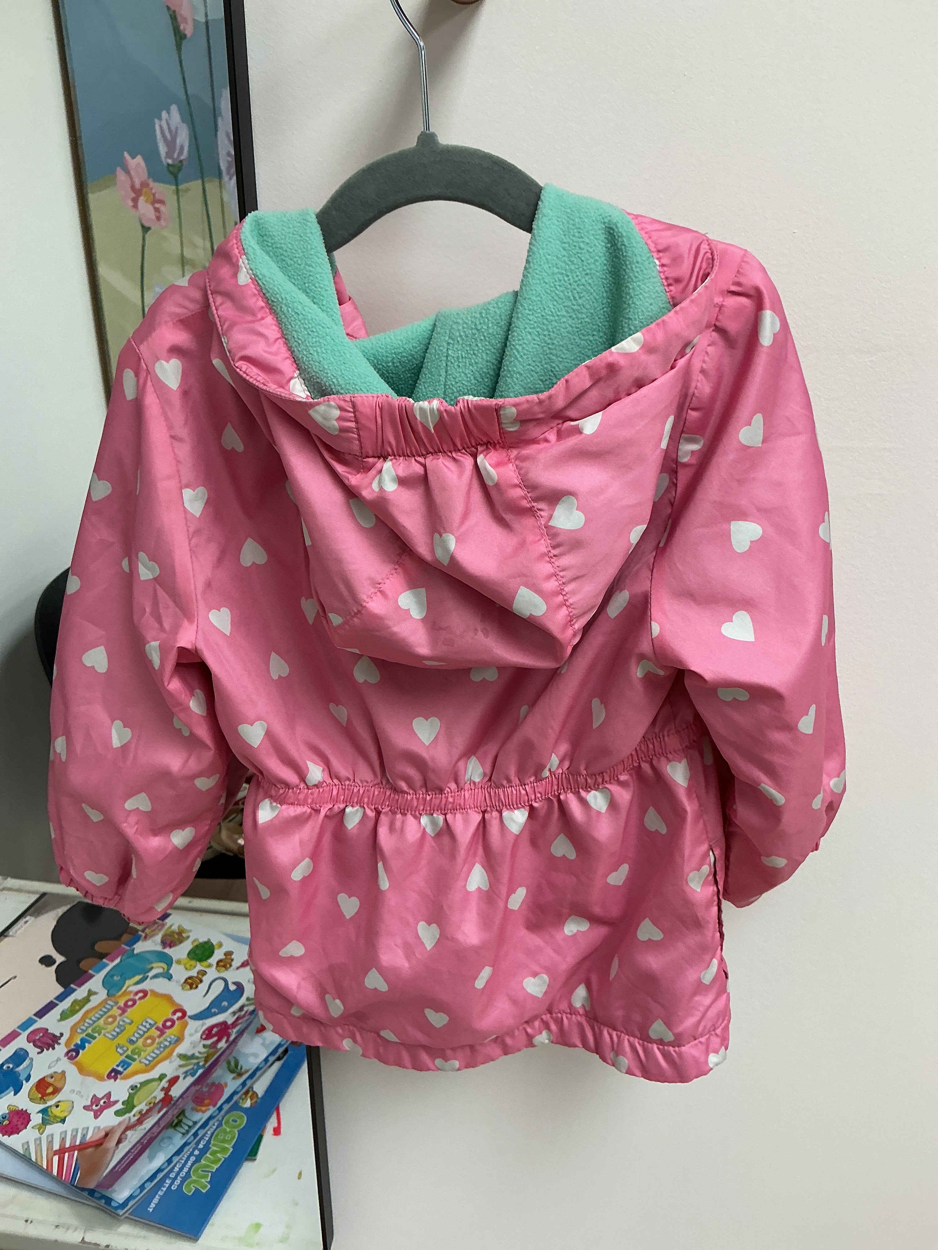 George raincoat pink hearts 3T