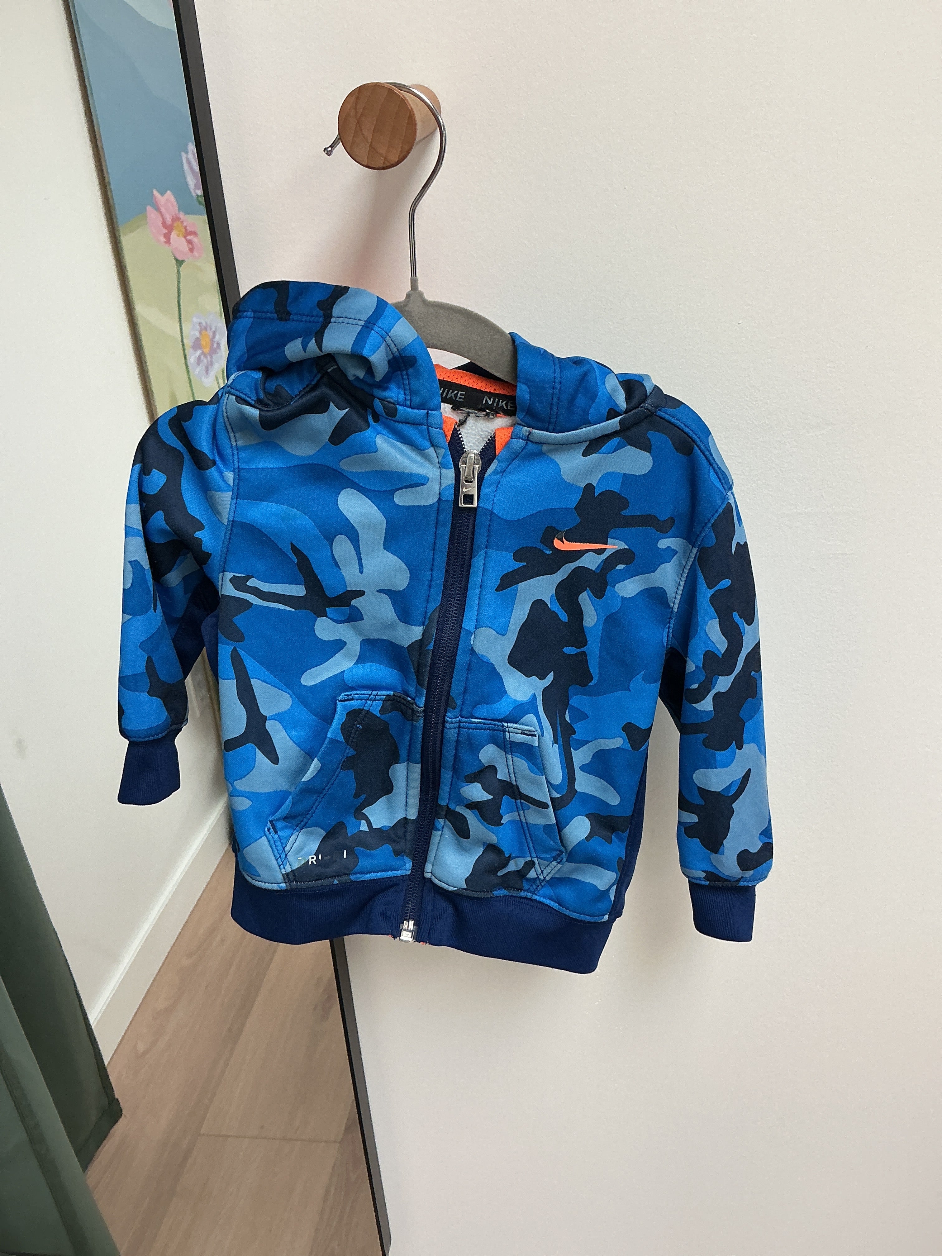 Nike blue camo zip up hoodie size 12-18M