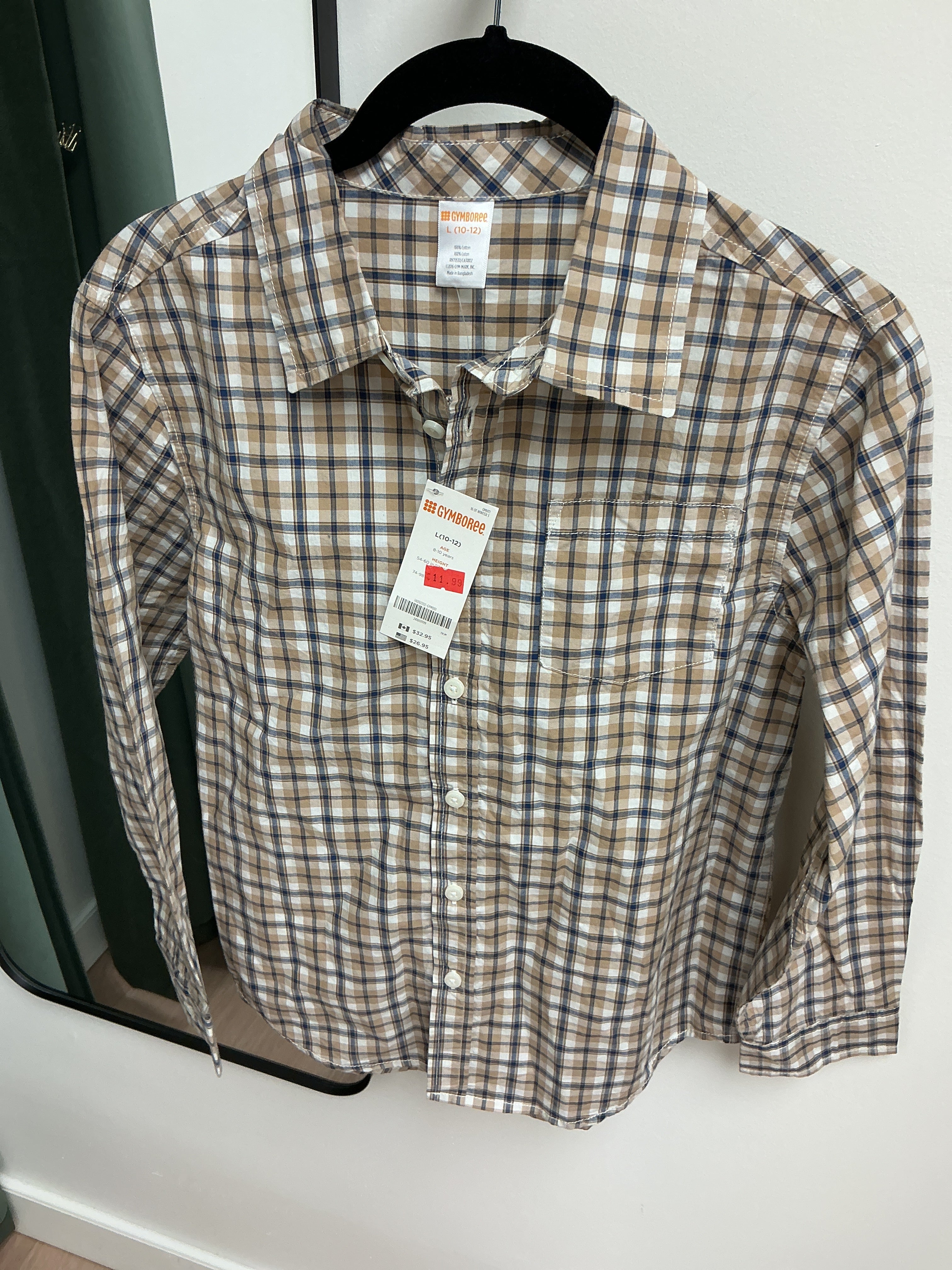 NWT Gymboree tan plaid shirt 10/12