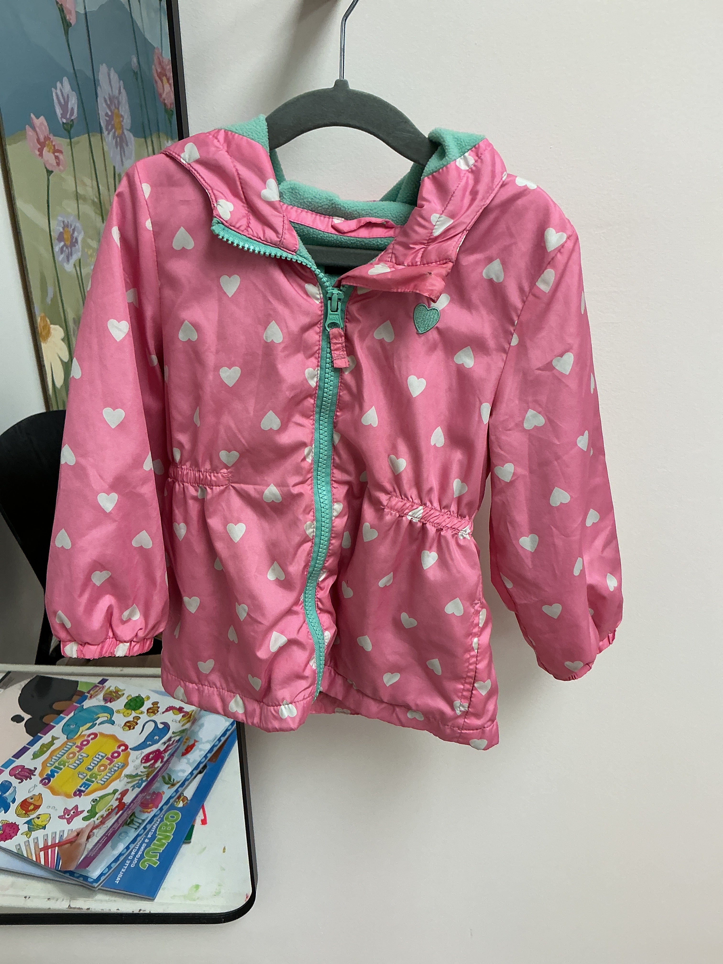George raincoat pink hearts 3T