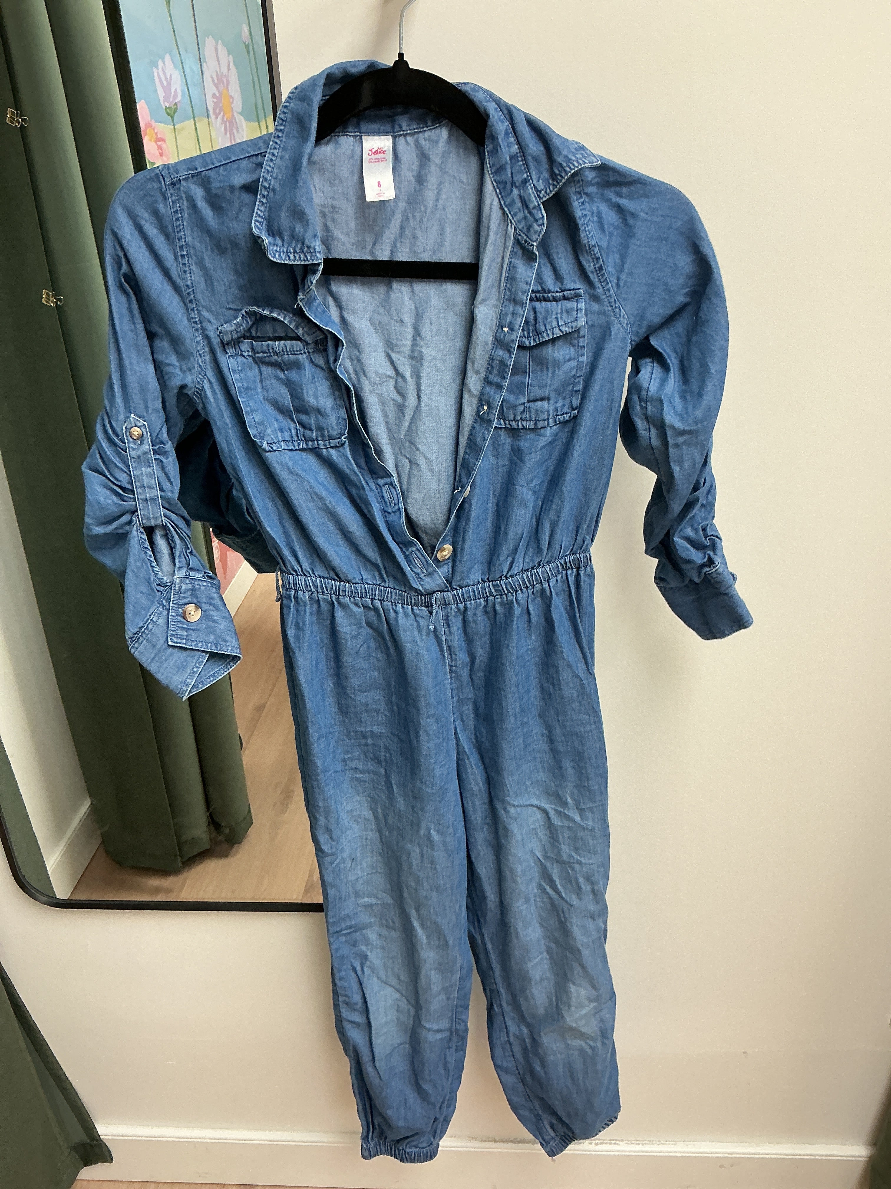 Justice denim romper size 8