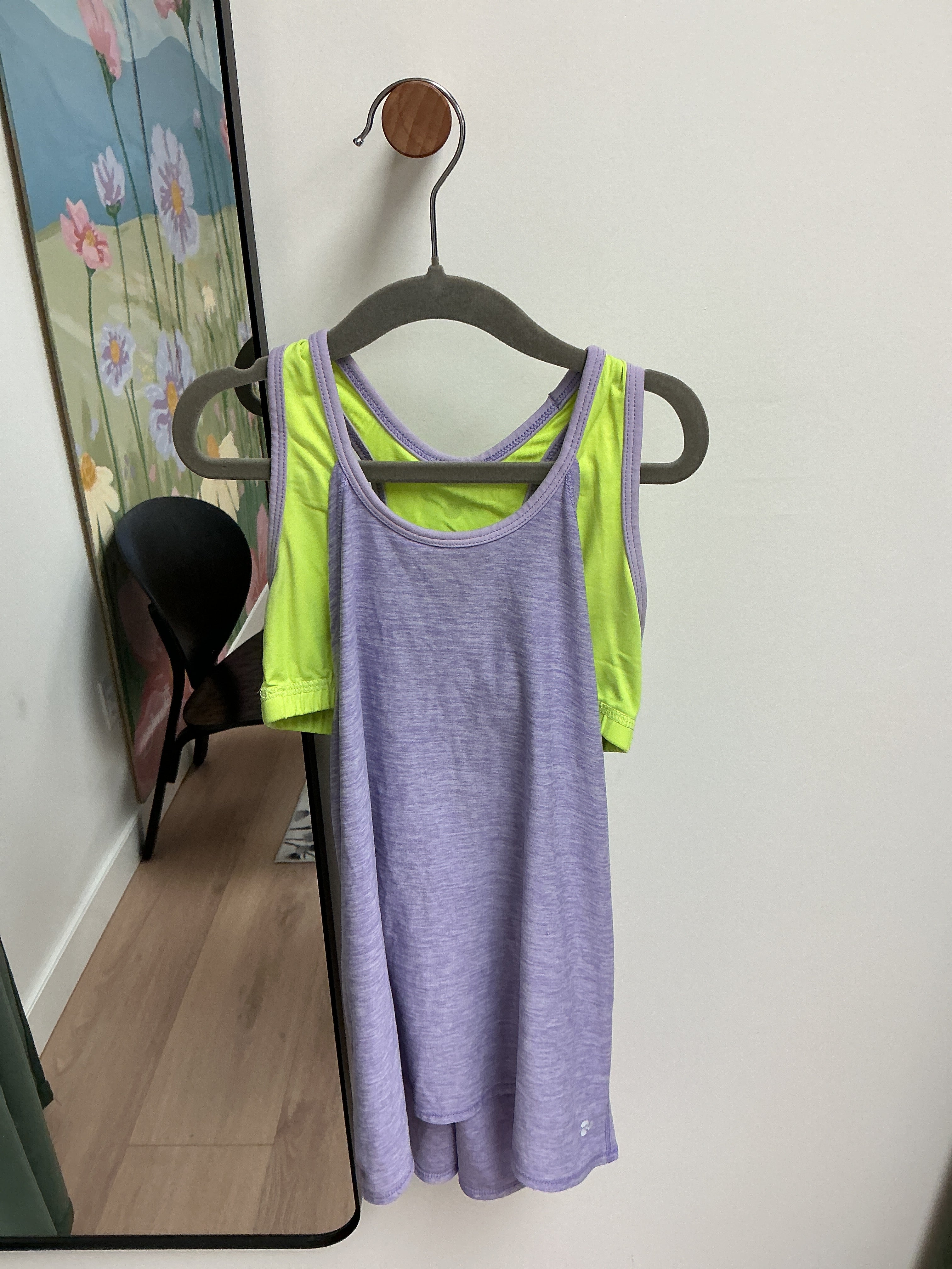 Purple and lime green tank women’s XS