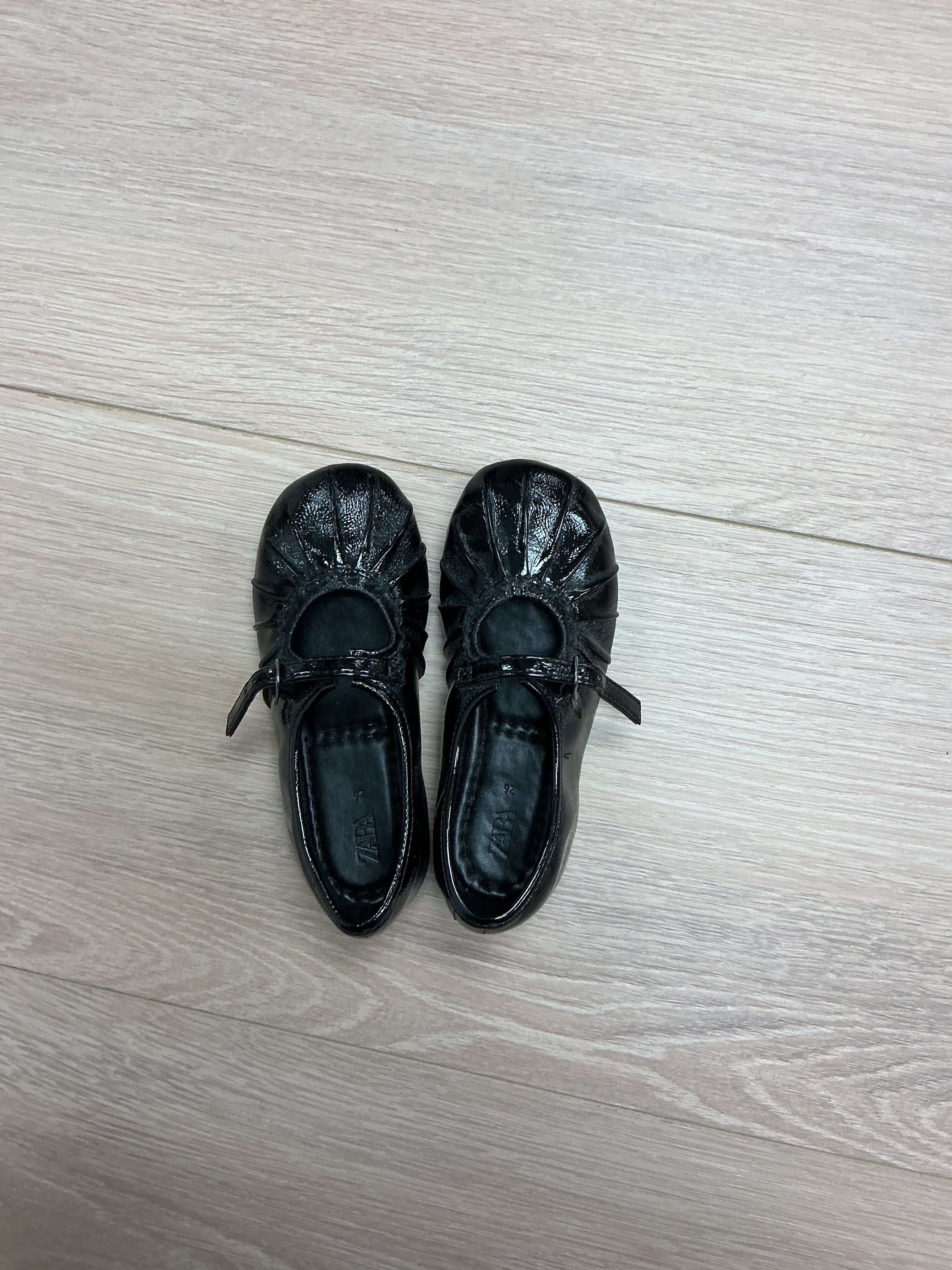 Zara Black Pleather Mary Jane shoes Size 26/9.5C