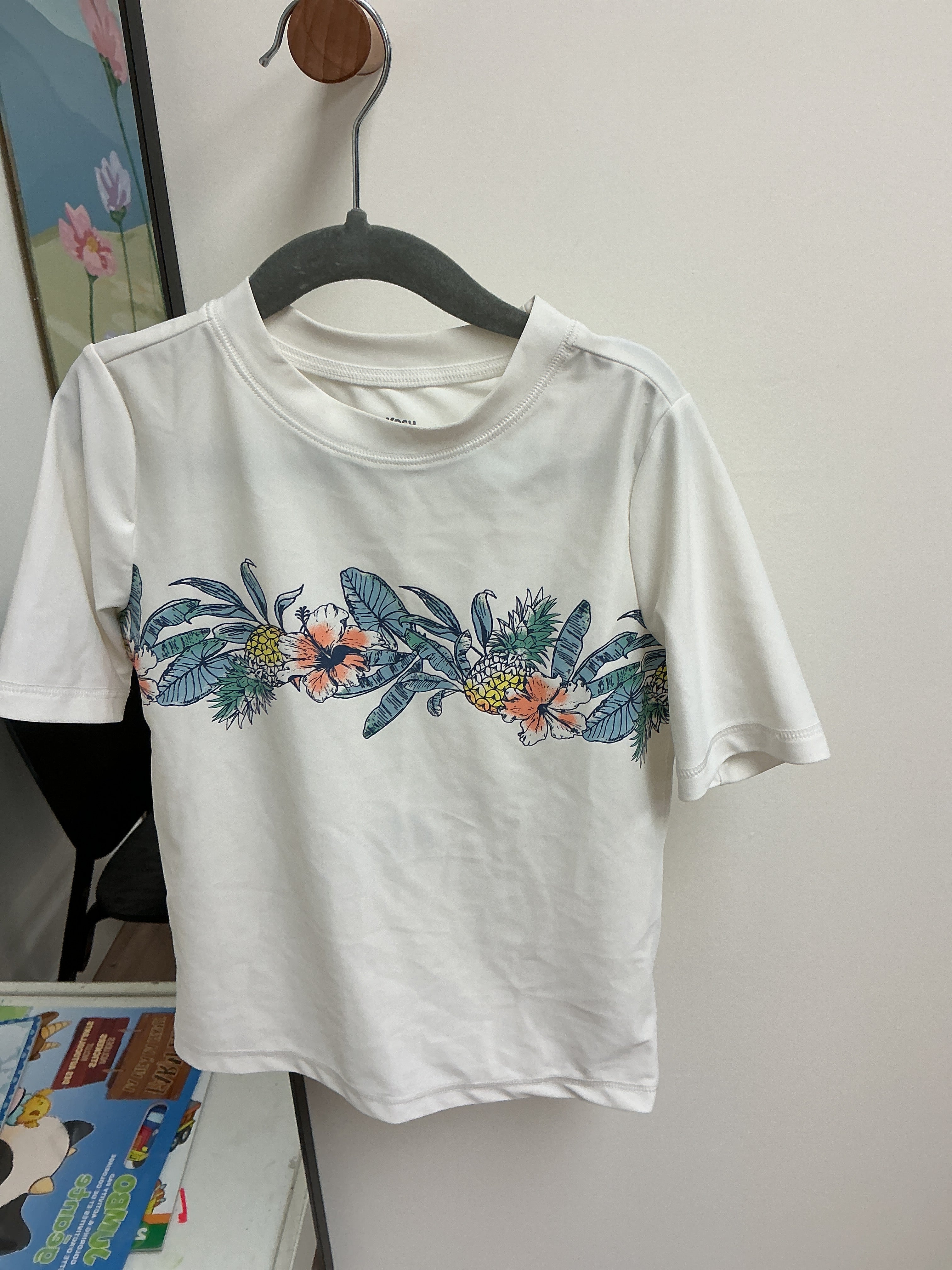 Oshkosh white tropical swim shirt size 6