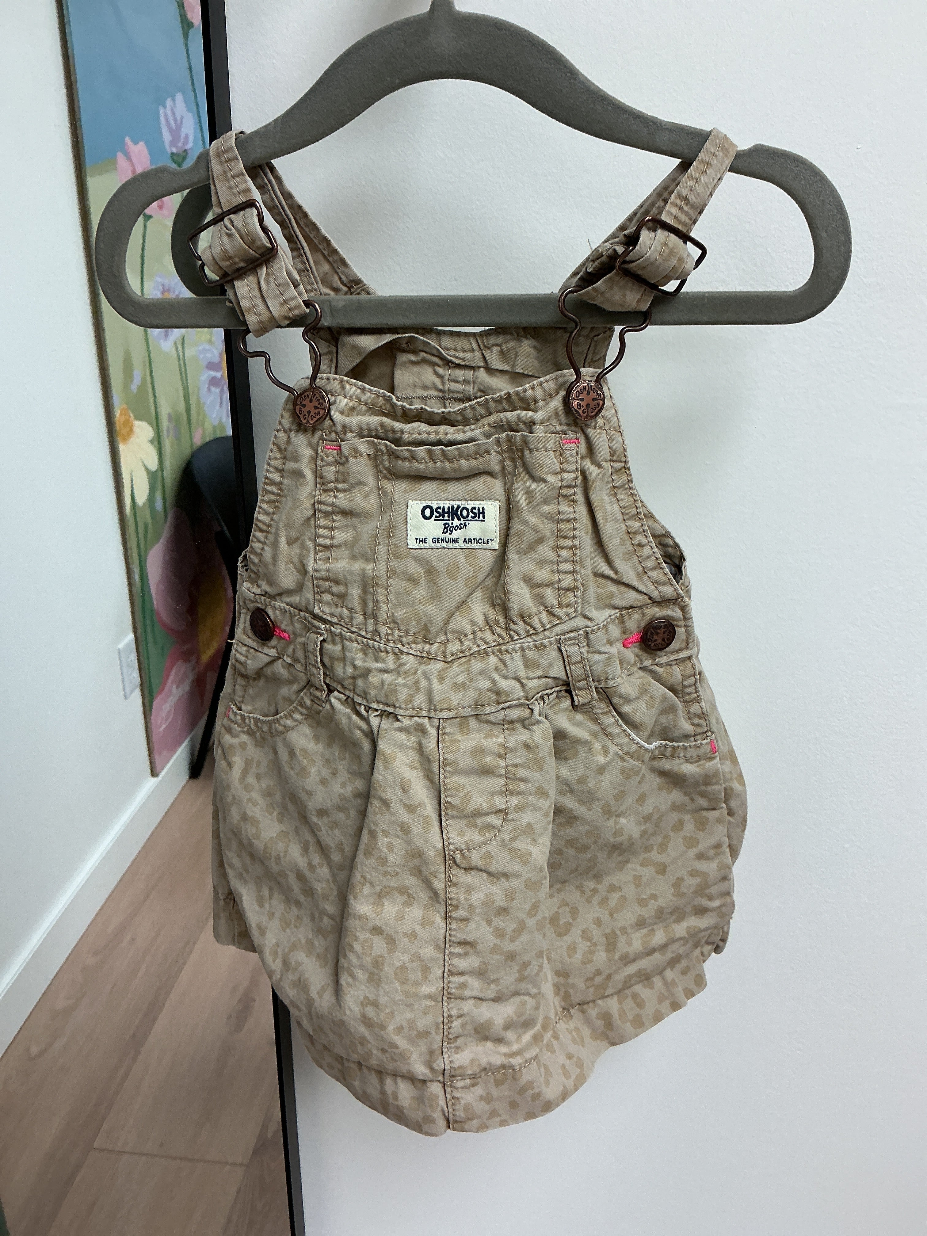 Oshkosh overall denim cheetah dress 18M