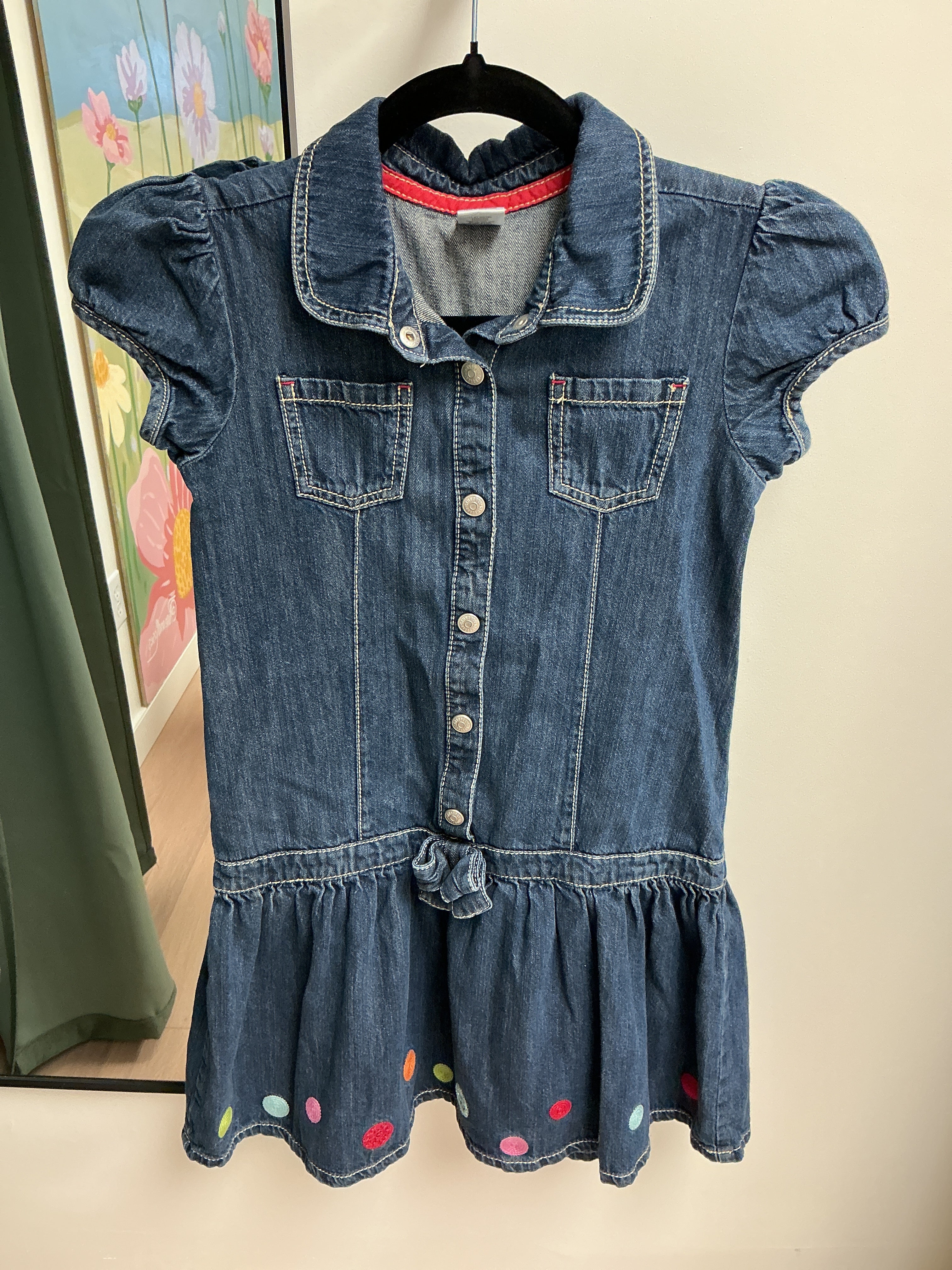 Gymboree denim polka dot dress size 10