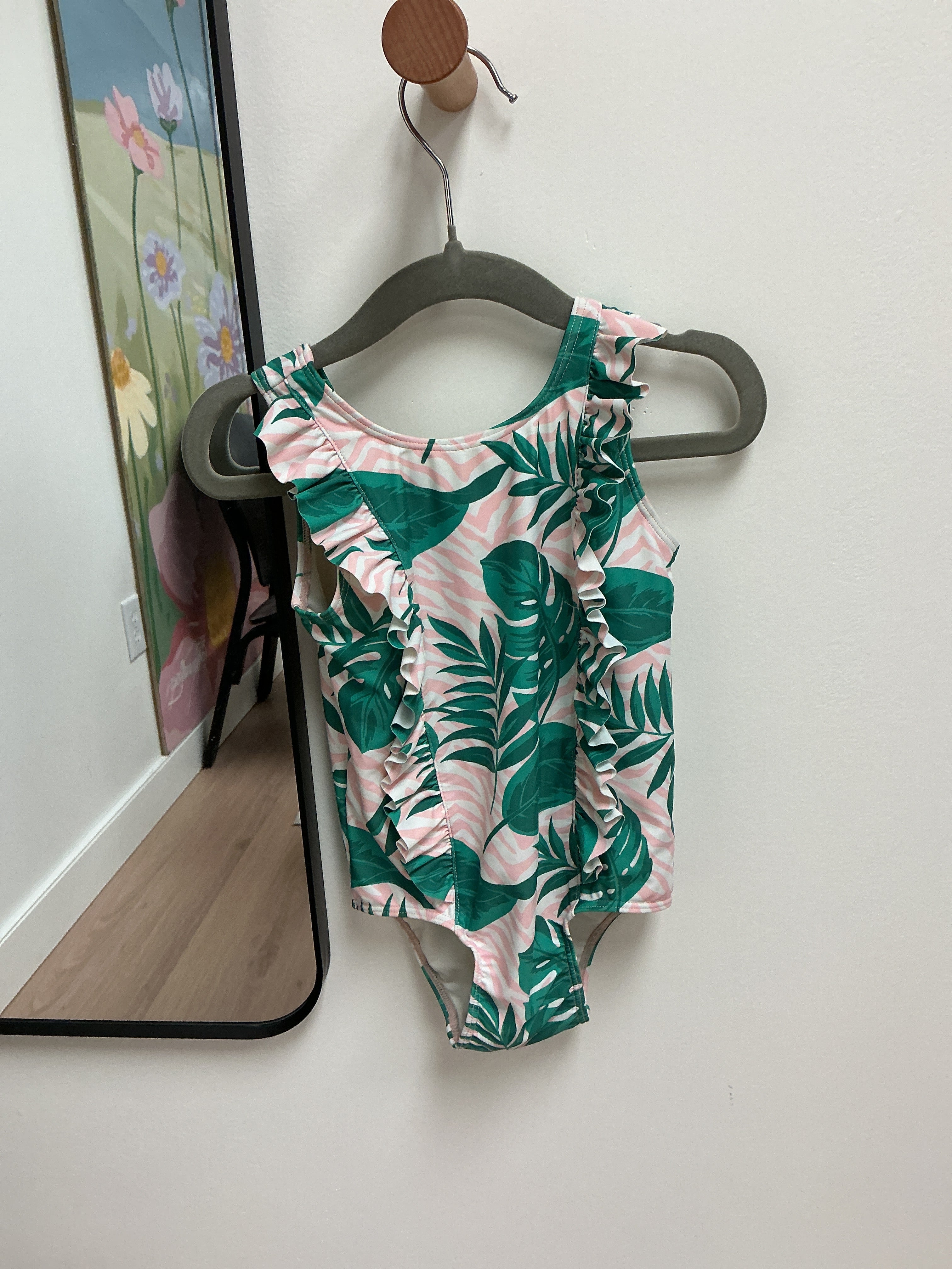 Harper Canyon pink and green one piece swimsuit size 24M