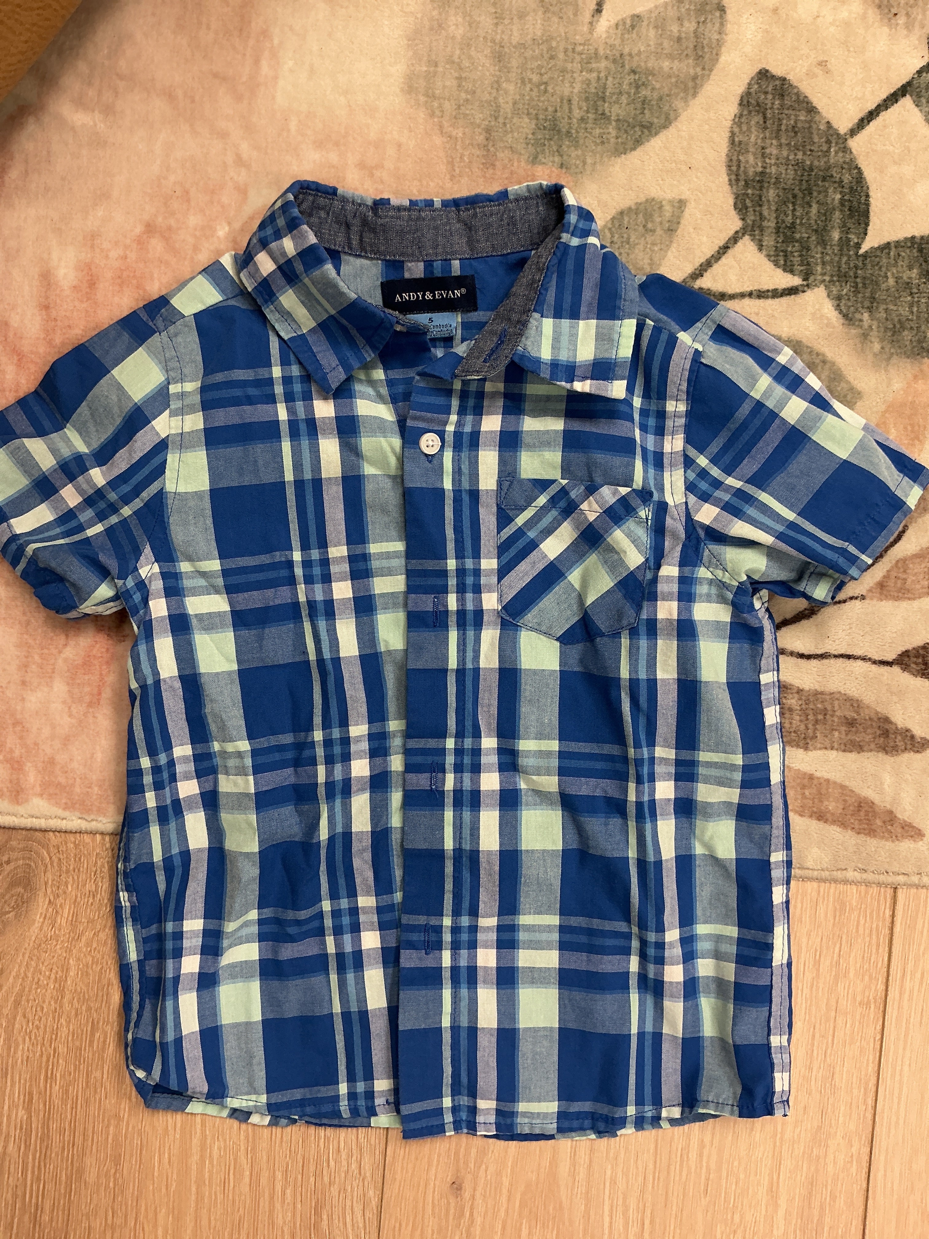 Andy & Evan blue striped button-up Tshirt 5Y