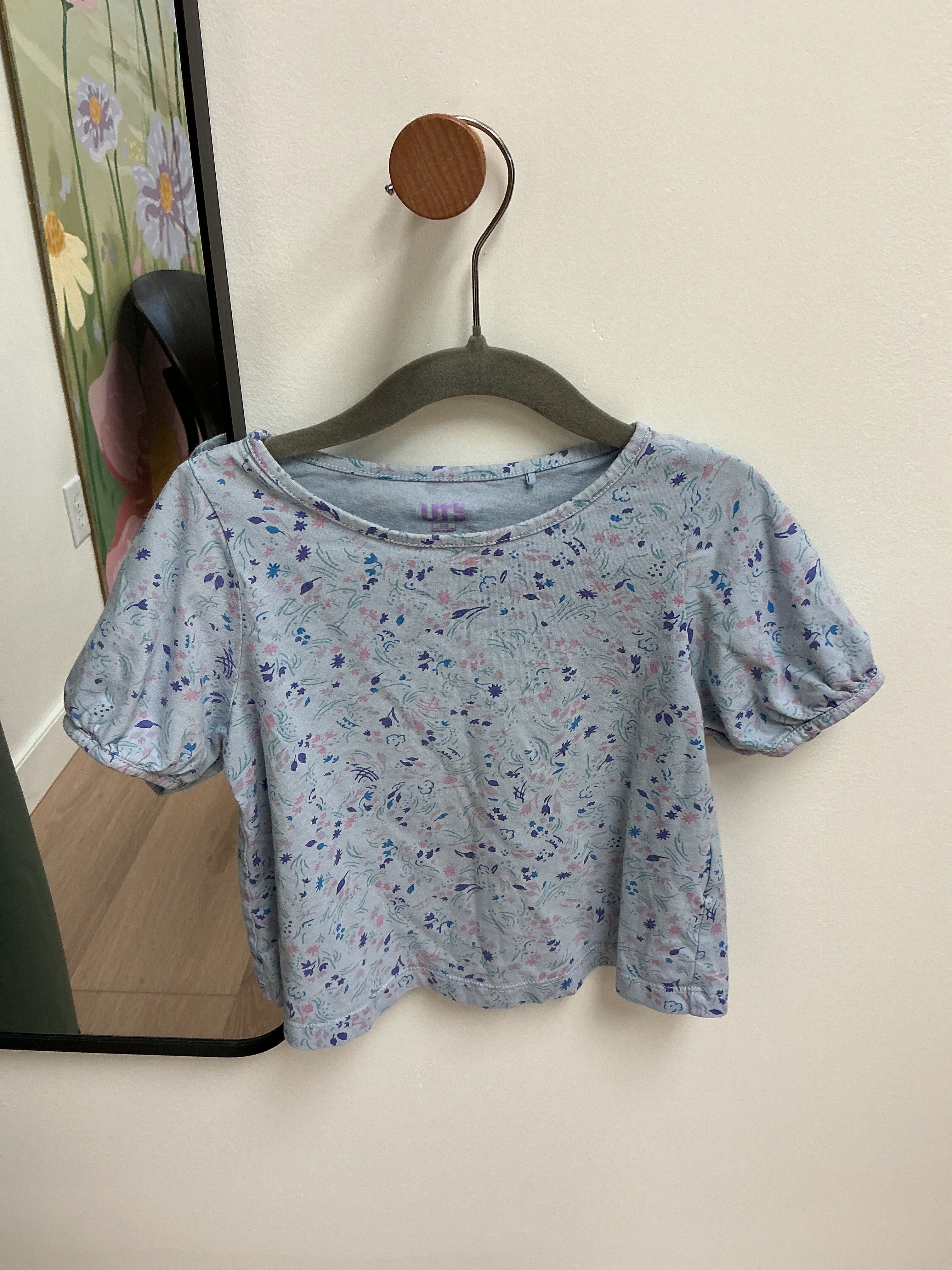 Anna Sui blue flower short sleeve shirt size 5/6