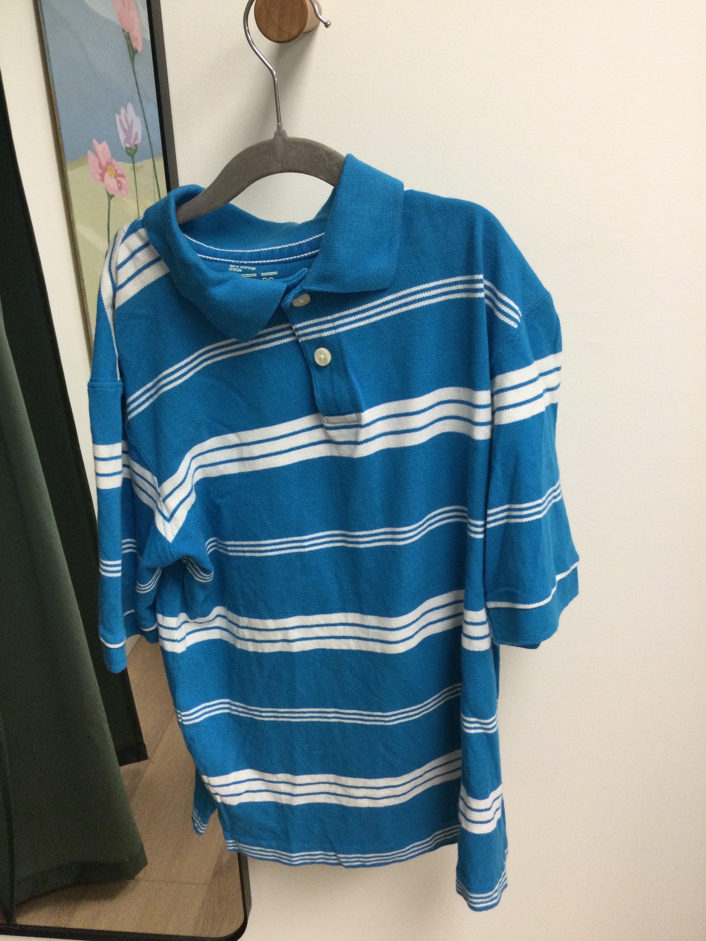 Childrens place blue/white striped polo Tshirt size 10/12