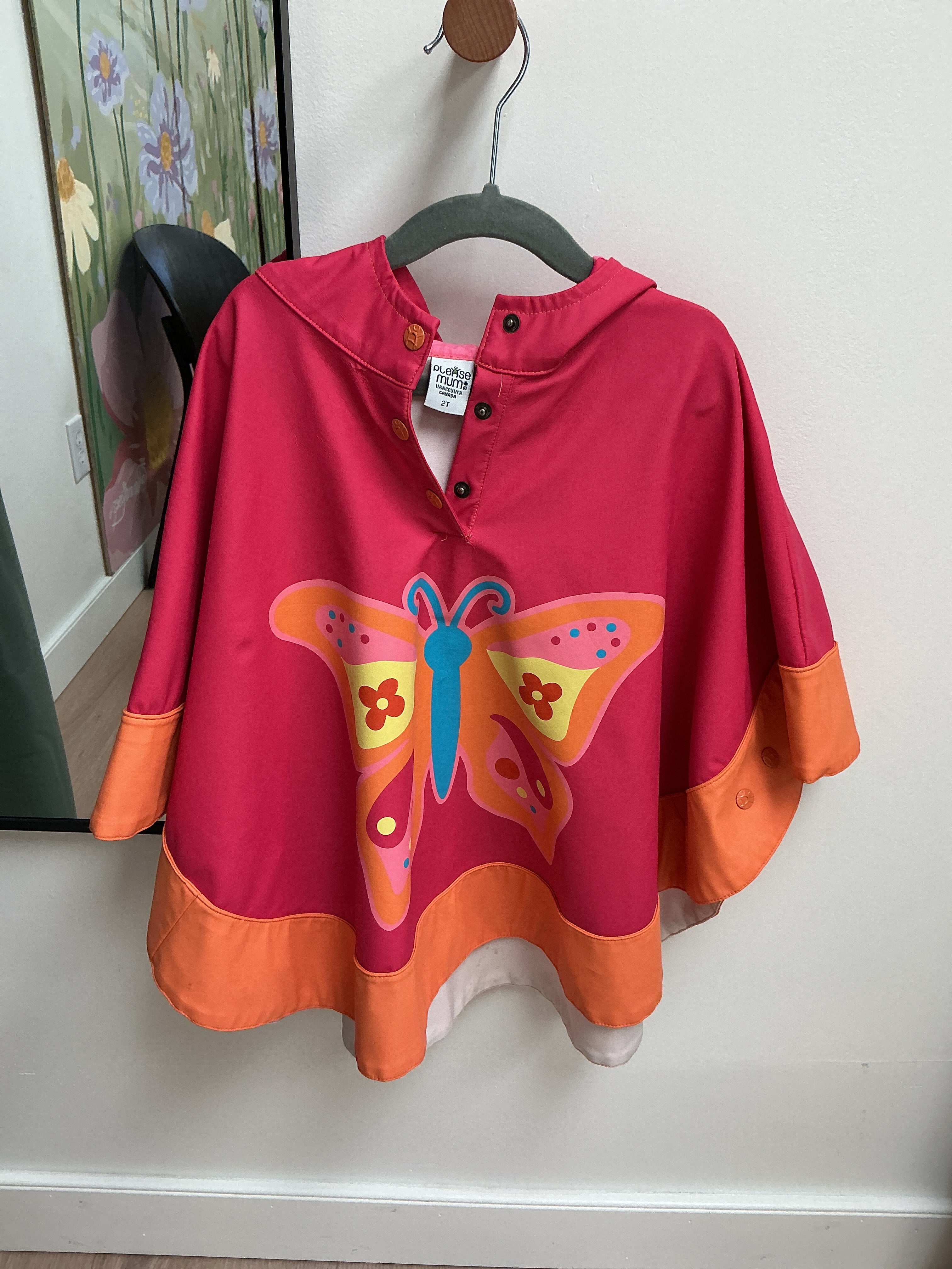 Please mum pink rain poncho size 2T