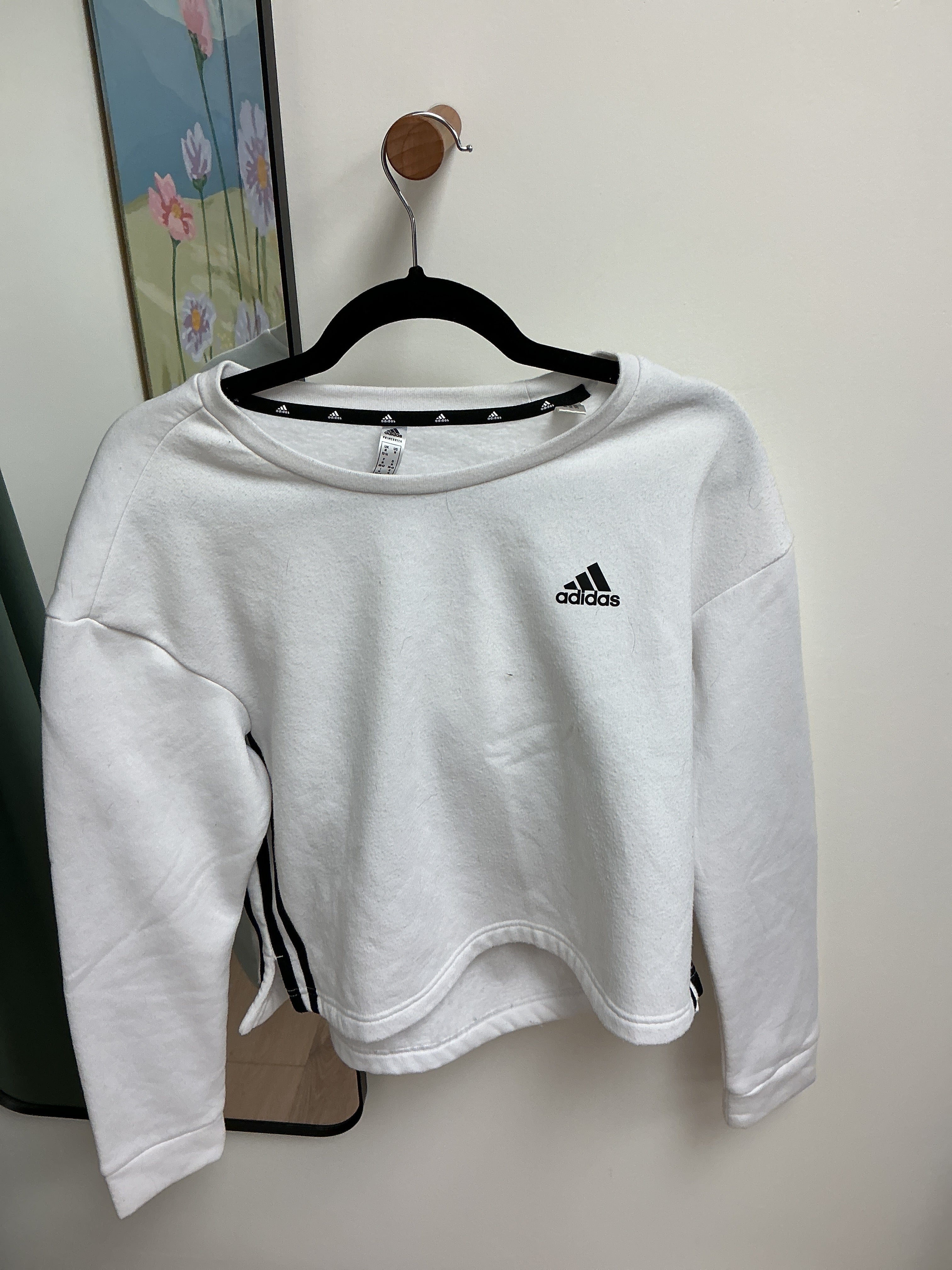 Adidas white striped sweatshirt size medium