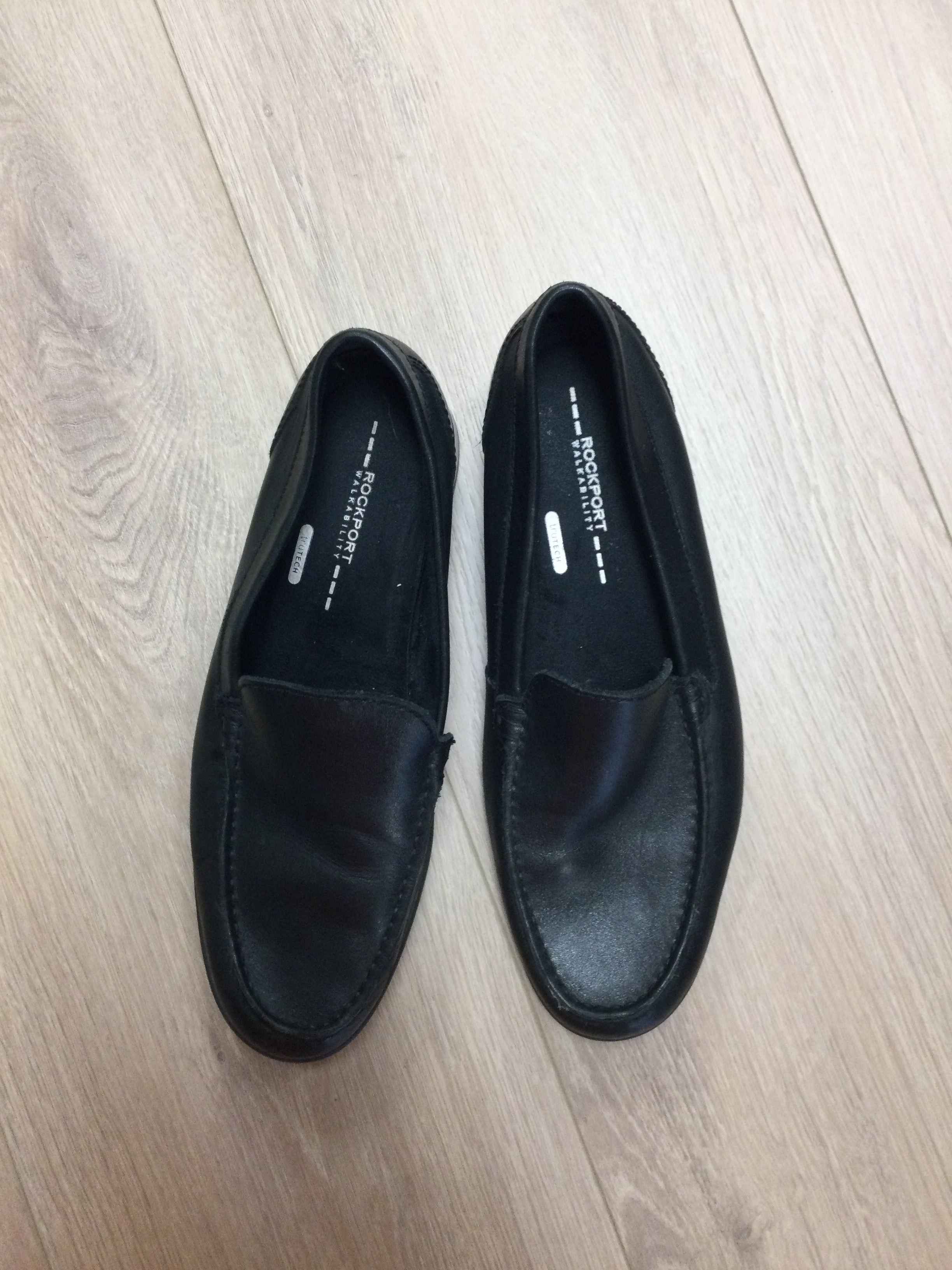 Rockport walk ability black leather shoes size 10