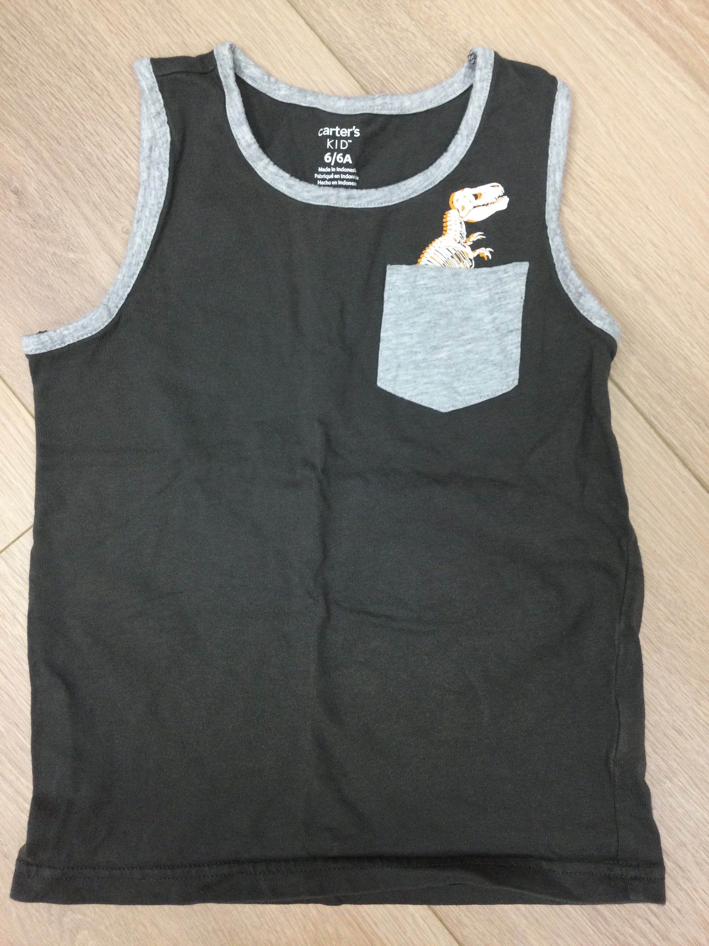 Carter’s dark grey dinosaur tank top 6Y
