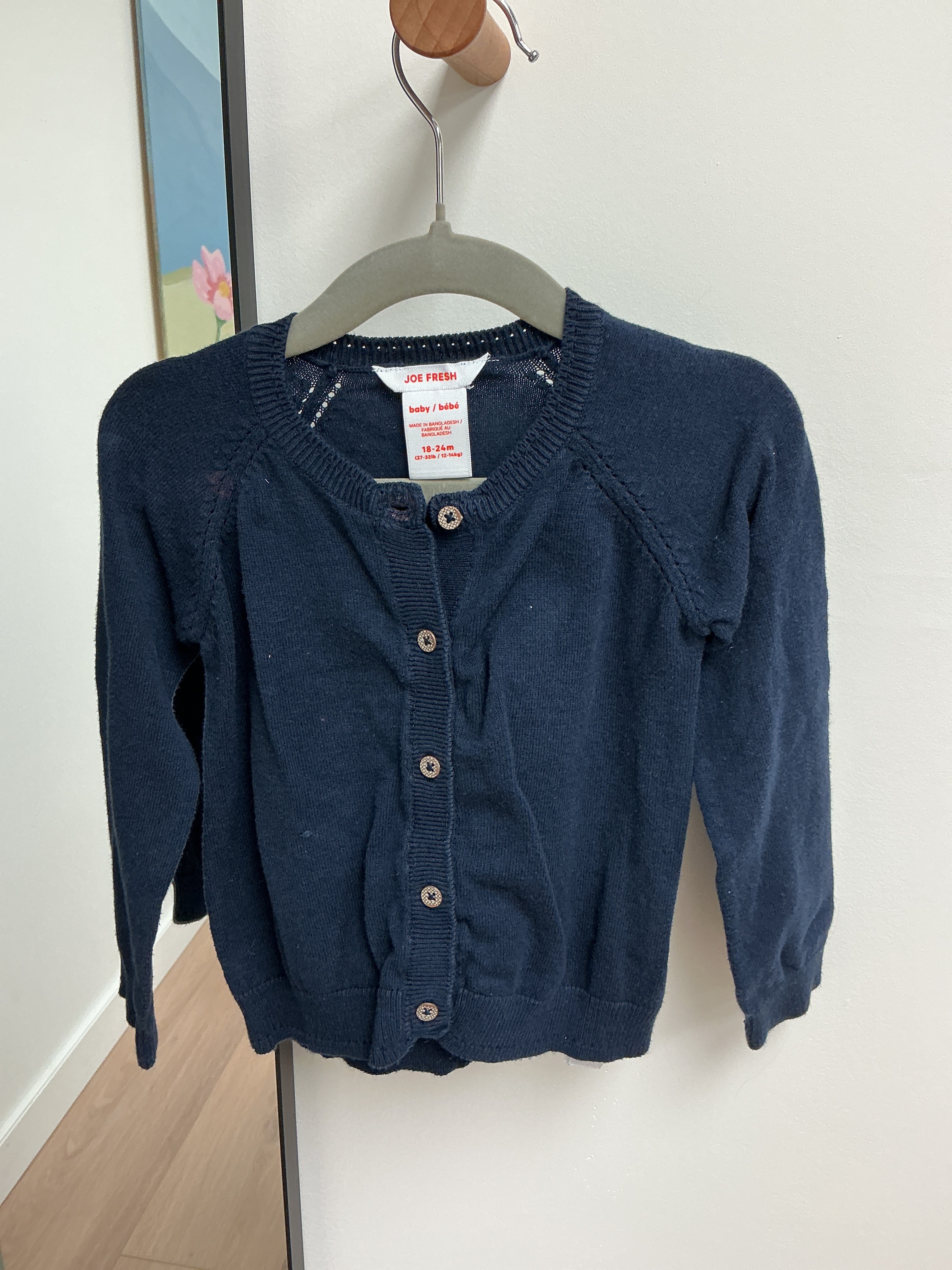 Joe Fresh navy buttoned sweater 18-24M